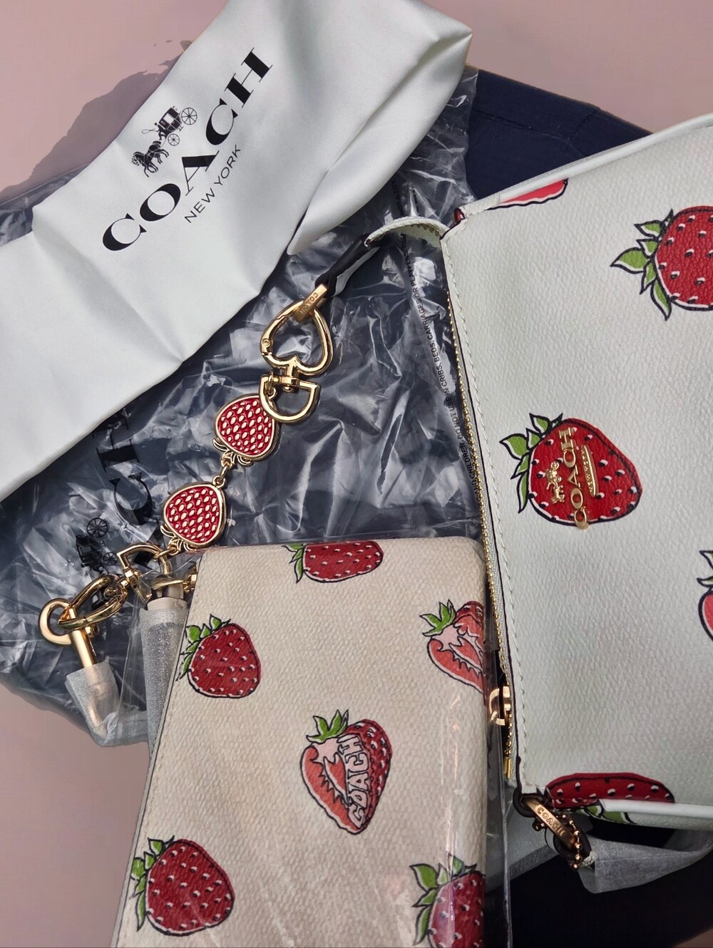 Coach Strawberry Nolita Set . Matching Wristlet